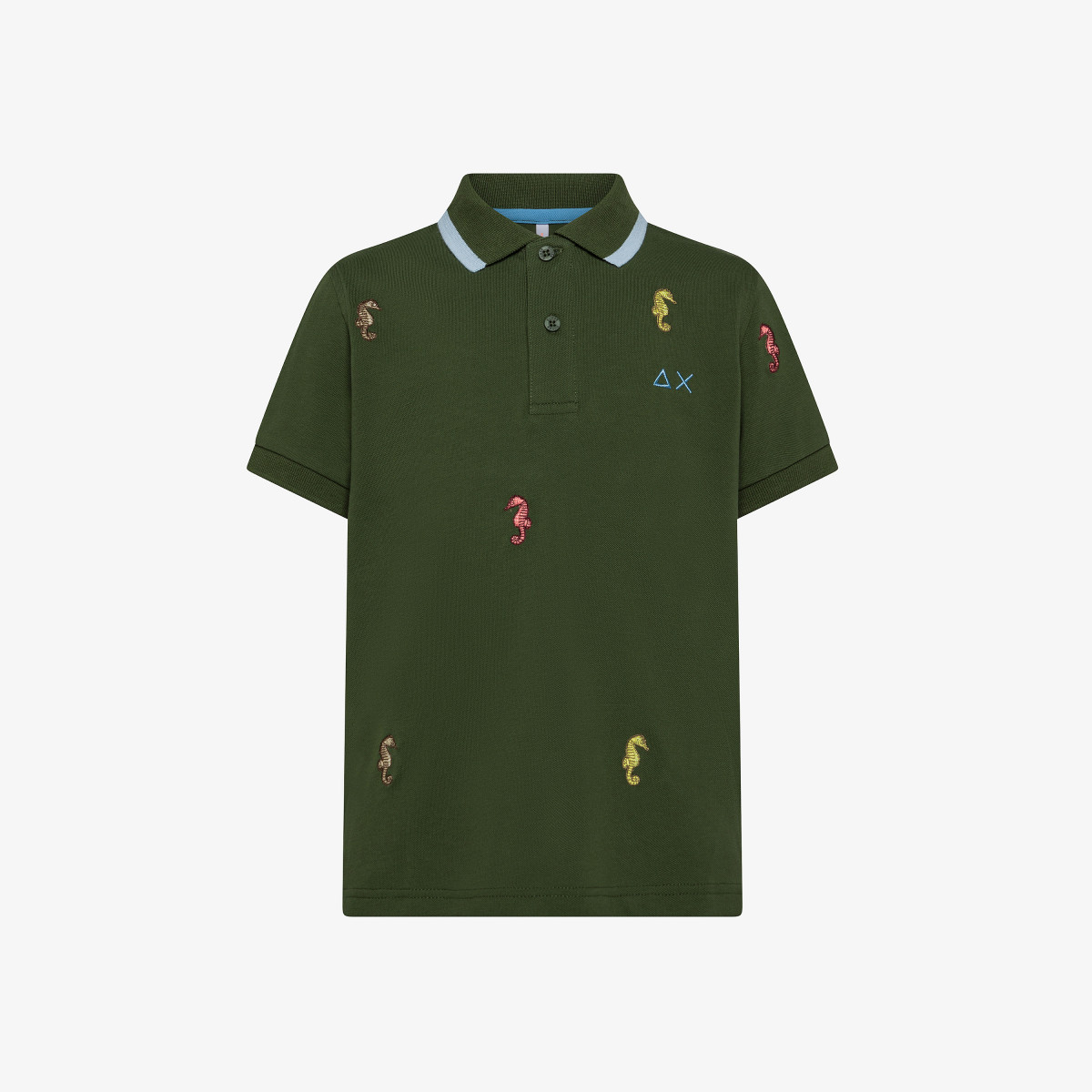 BOY'S POLO FULL EMBROIDERY S/S VERDE SCURO