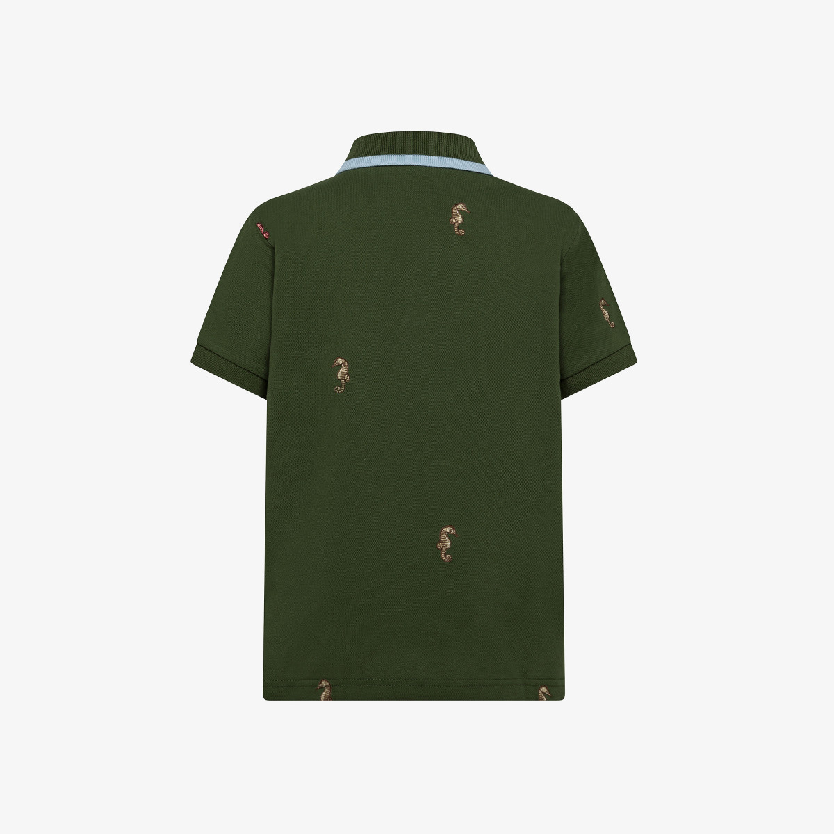 BOY'S POLO FULL EMBROIDERY S/S VERDE SCURO