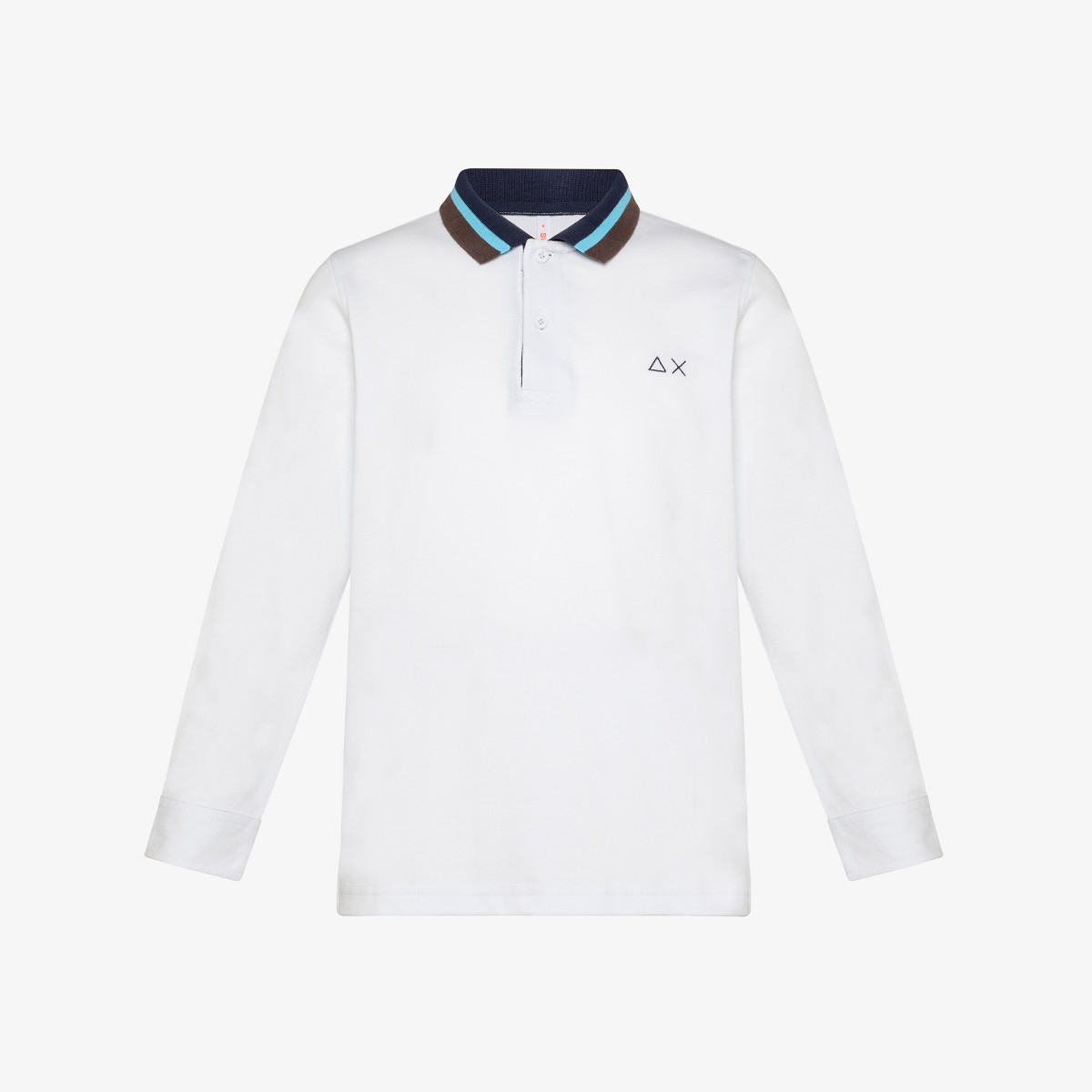 BOY'S POLO EL. 3 COLOR STRIPE COLLAR L/S WHITE