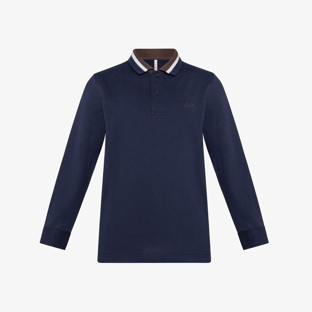 BOY'S POLO EL. 3 COLOR STRIPE COLLAR L/S NAVY BLUE