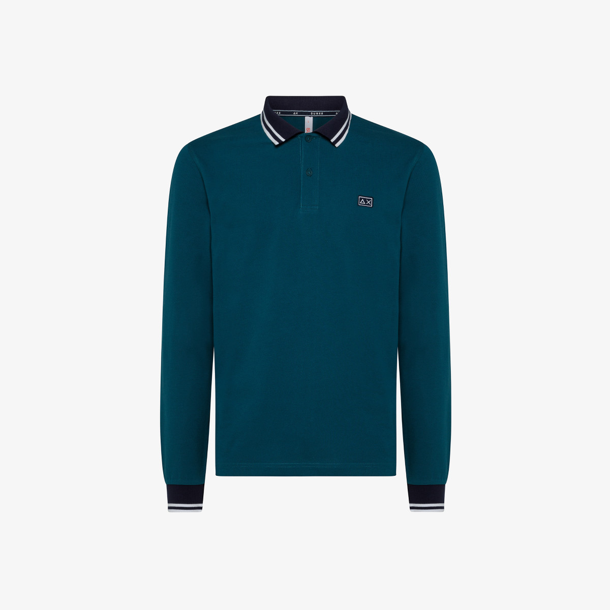 POLO STRIPES ON PLACKET AND CUFFS EL. L/S GREEN EMERALD