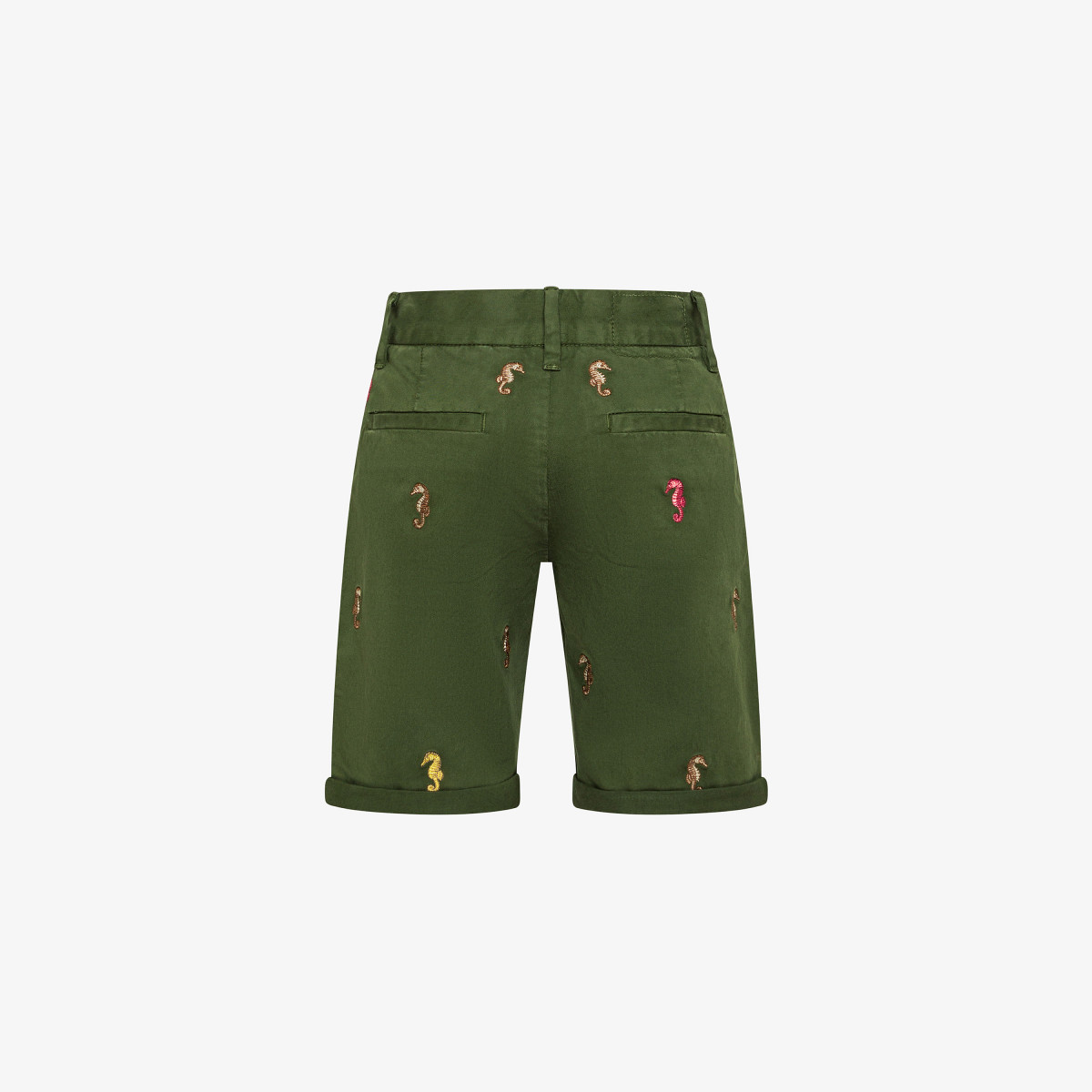 BOY'S CHINO SHORTS EMBROIDERY VERDE SCURO