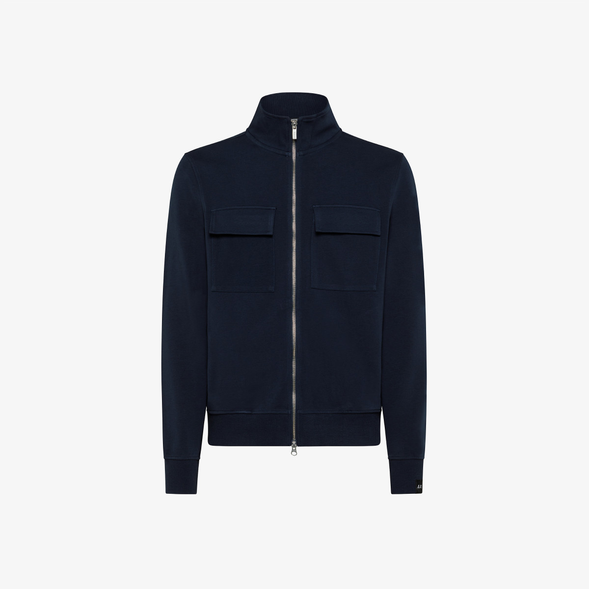 FULL ZIP FORMAL POCKET ON CHEST COTT. FL. NAVY BLUE