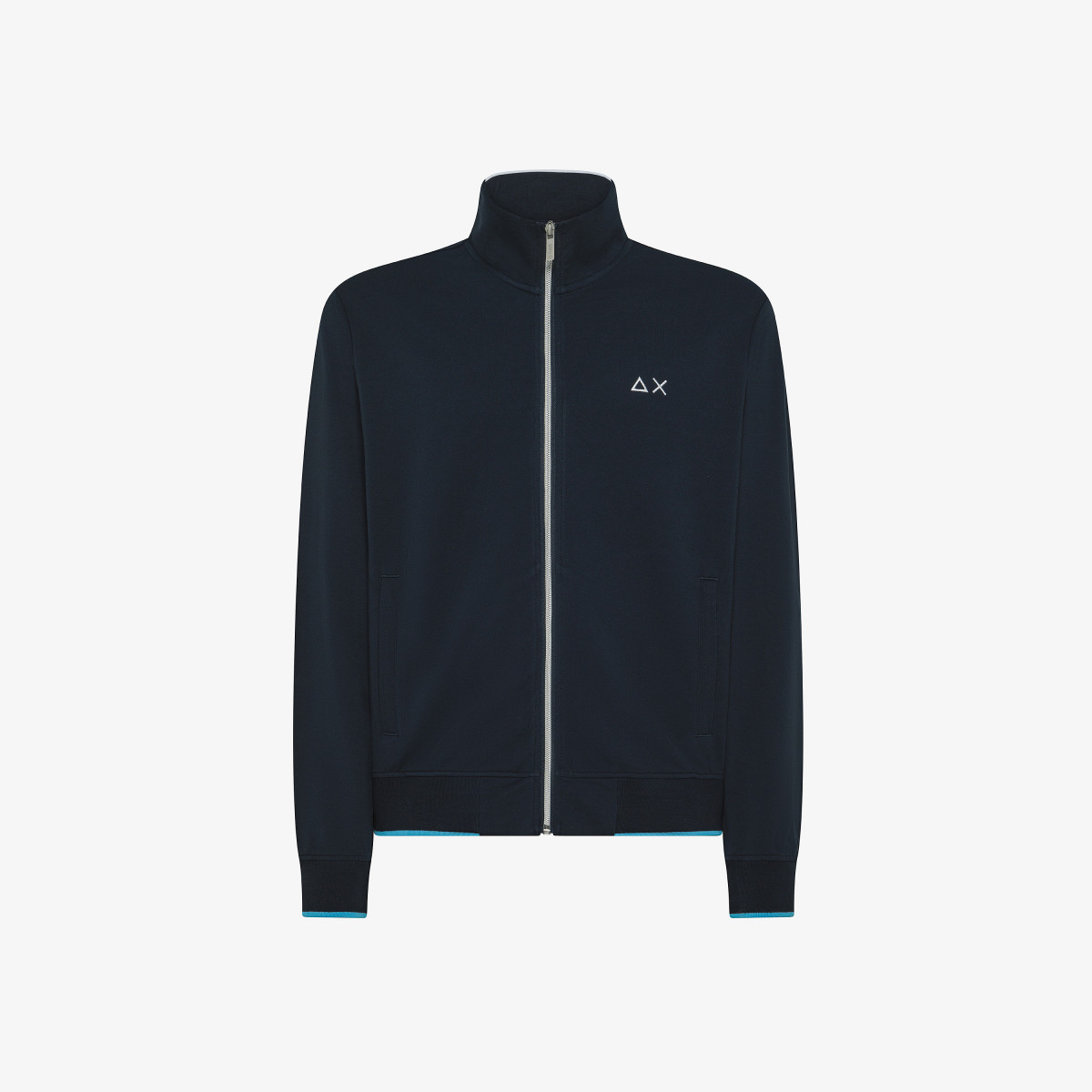 TRACK ZIP PIQUET SMALL STRIPES FLEECE NAVY BLUE