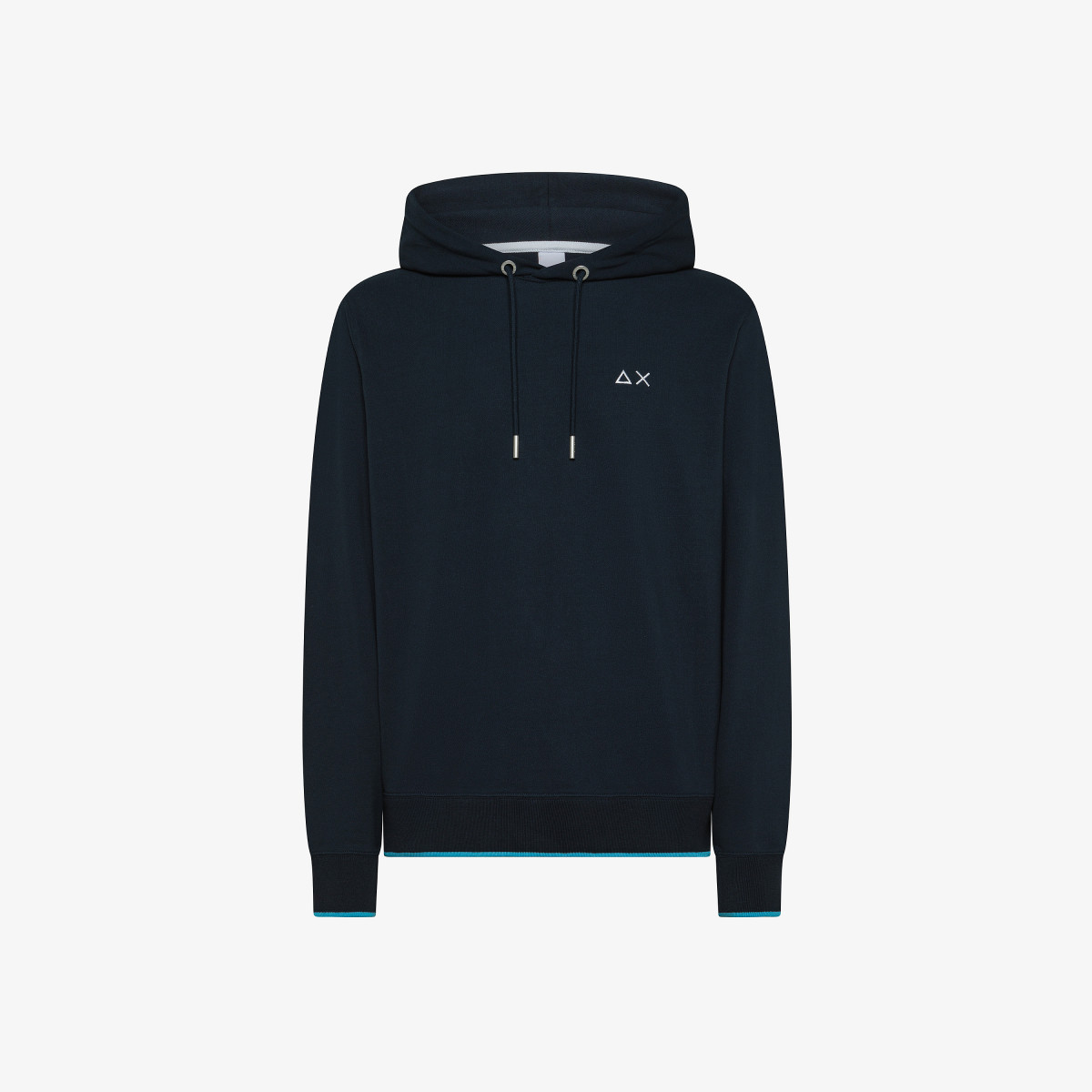 HOODIE SMALL STRIPES PIQUET FLEECE NAVY BLUE
