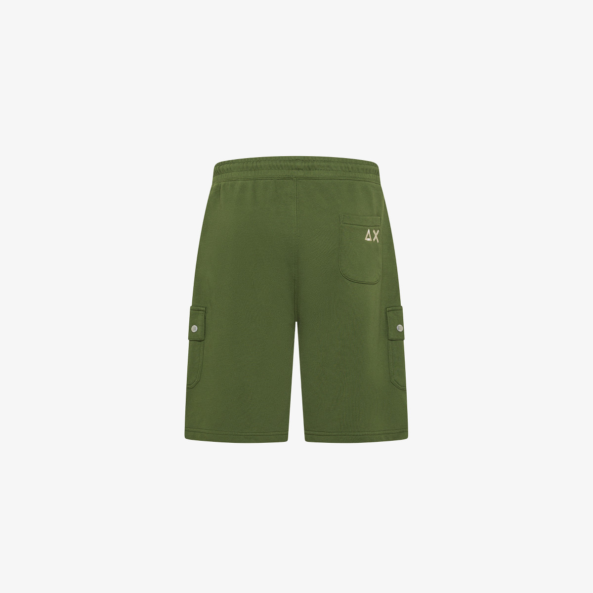 Dark green cotton fleece cargo shorts