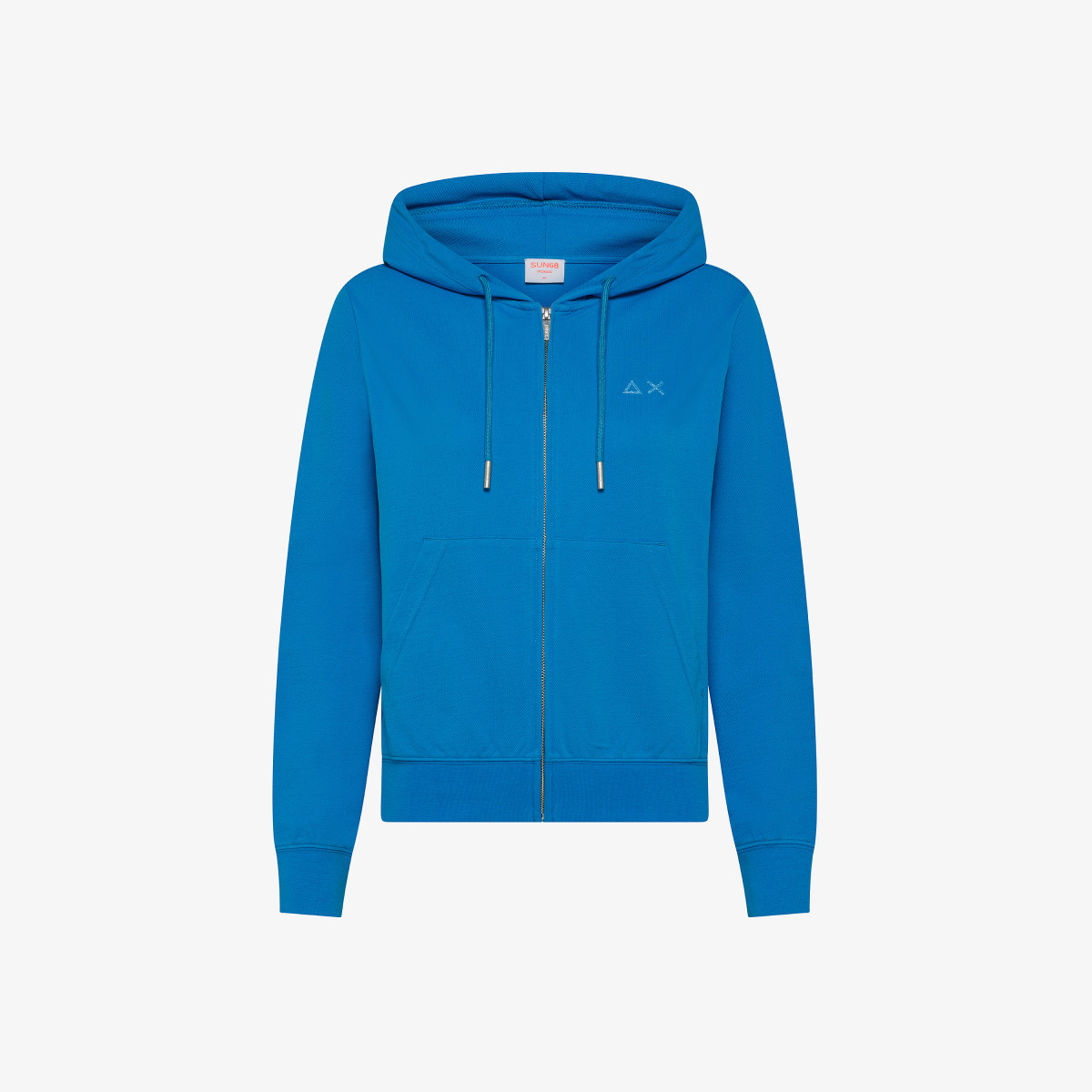 Light ottanio cotton hoodie with rhinestone logo