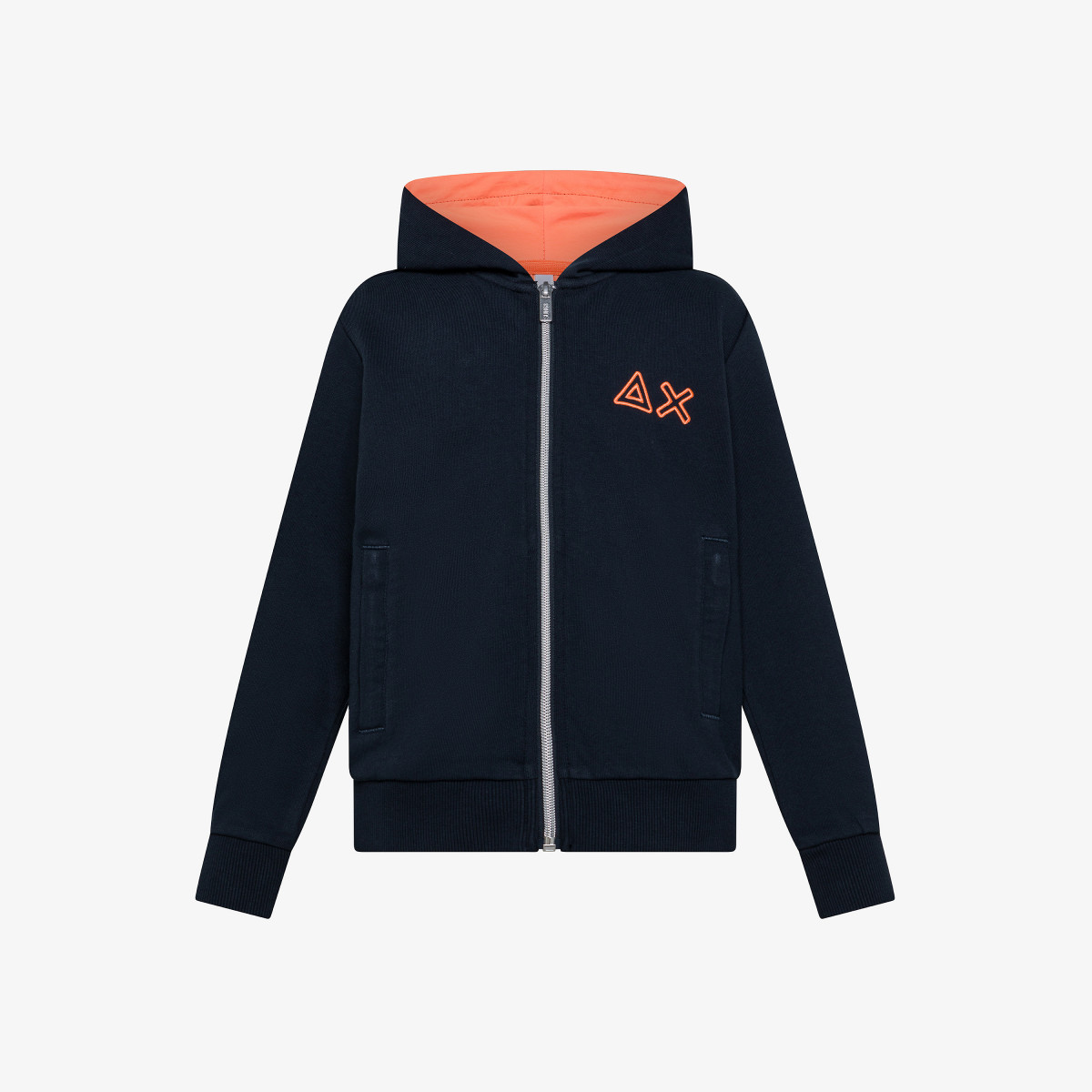 BOY'S HOODIE ZIP SUN68 FLUO FLEECE NAVY BLUE