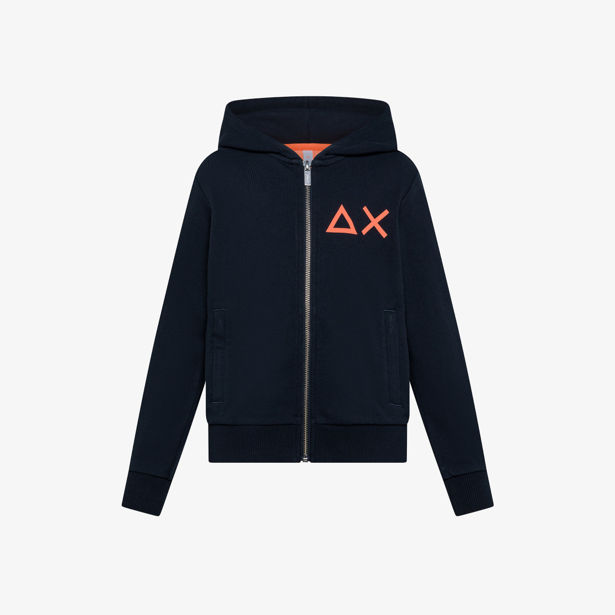 BOY'S HOODIE ZIP FLUO COLLECTION FLEECE NAVY BLUE