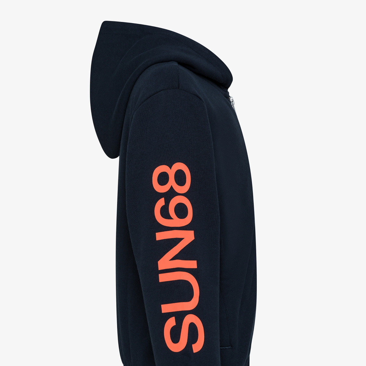 BOY'S HOODIE ZIP FLUO COLLECTION FLEECE NAVY BLUE
