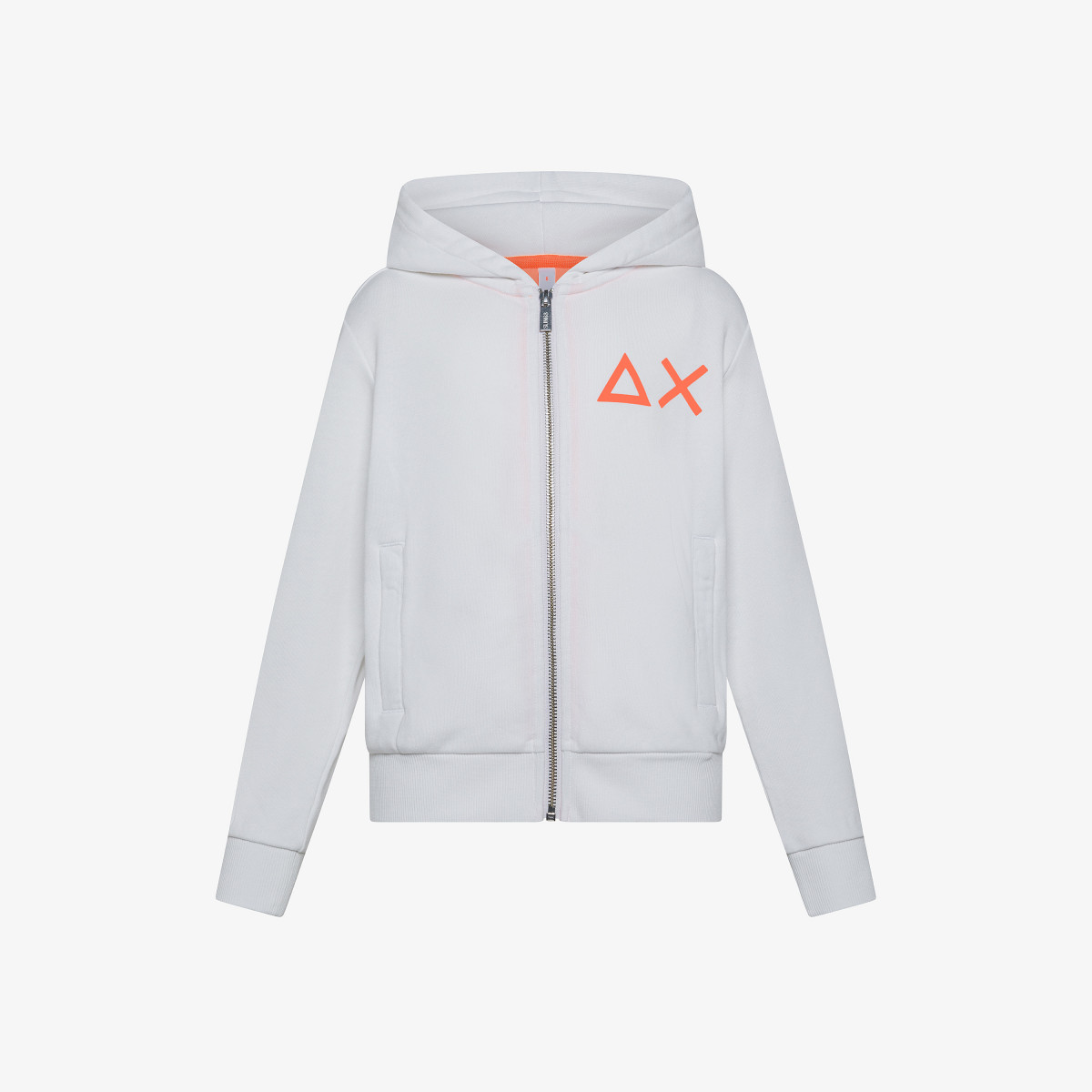 BOY'S HOODIE ZIP FLUO COLLECTION FLEECE BIANCO PANNA