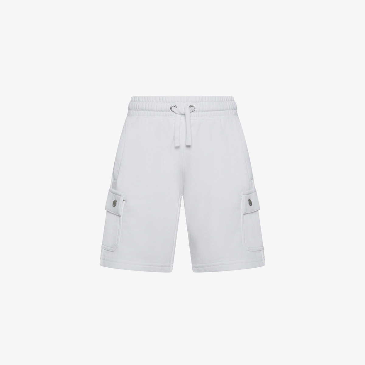 Off white cotton fleece cargo shorts