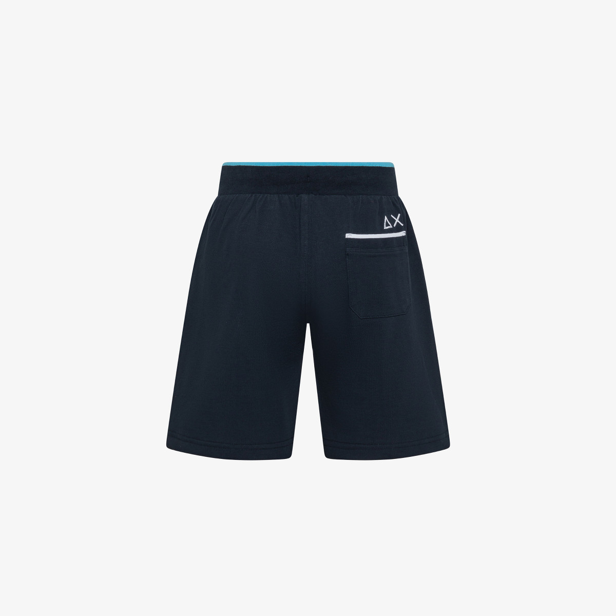 BOY'S SWEATSHORTS PIQUET SMALL STRIPES FLEECE NAVY BLUE