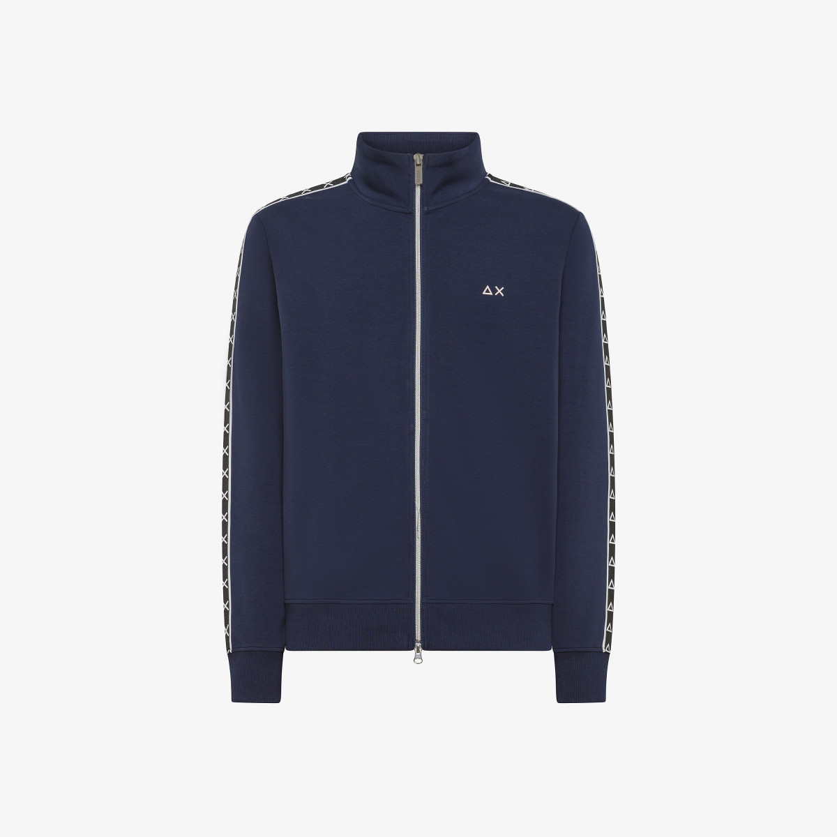 Felpa in cotone con zip NAVY BLUE