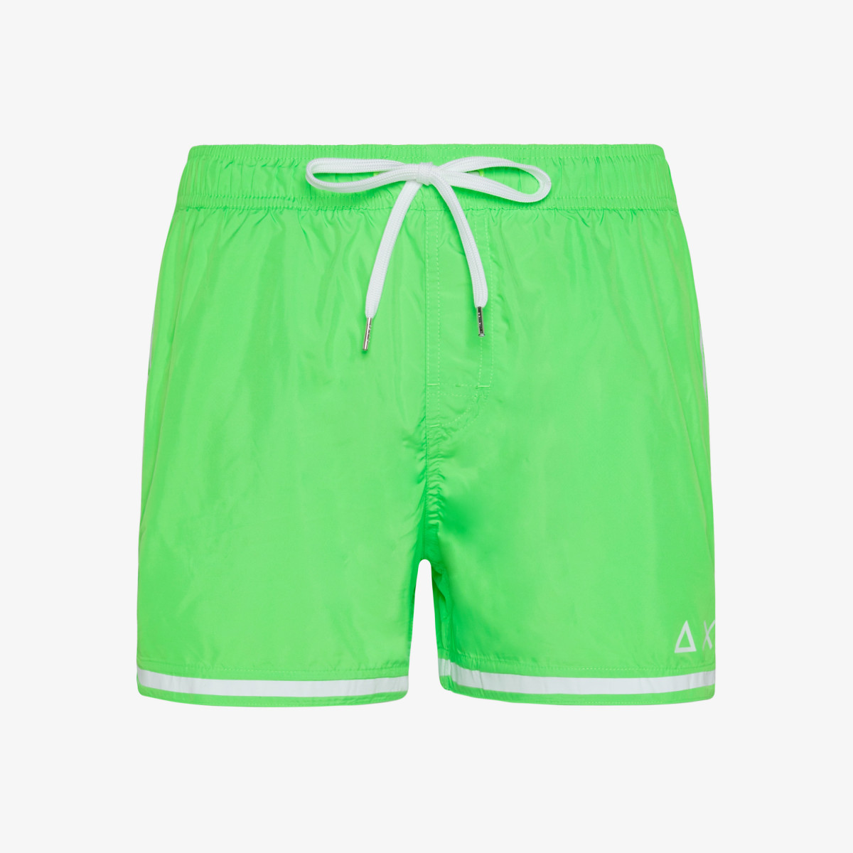 SWIM PANT SIDE BAND WHITE GREEN FLUO