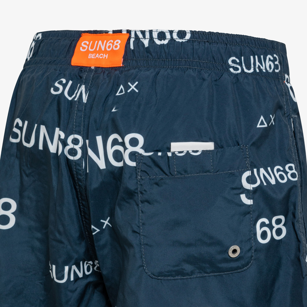 BOY'S SWIM PANT LETTERING ALL OVER NAVY BLUE/BIANCO