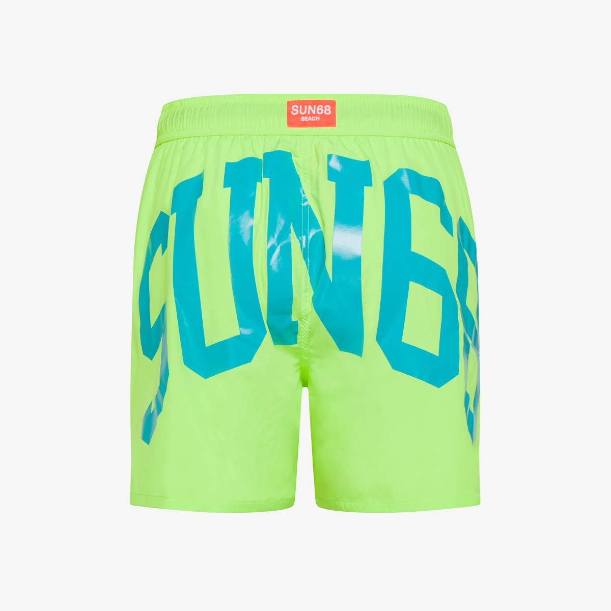 Fluorescent yellow nylon swim shorts
