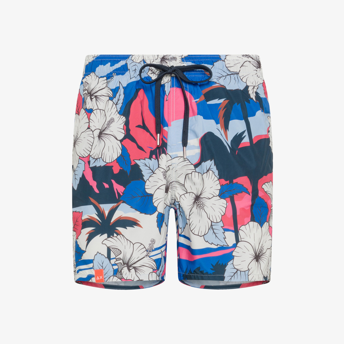 SWIM PANT HAWAII PRINT LIGHT BLUE/RED
