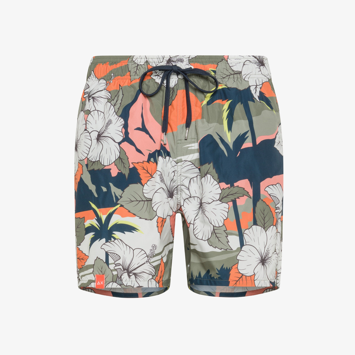 SWIM PANT HAWAII PRINT MILITARE/ARANCIO