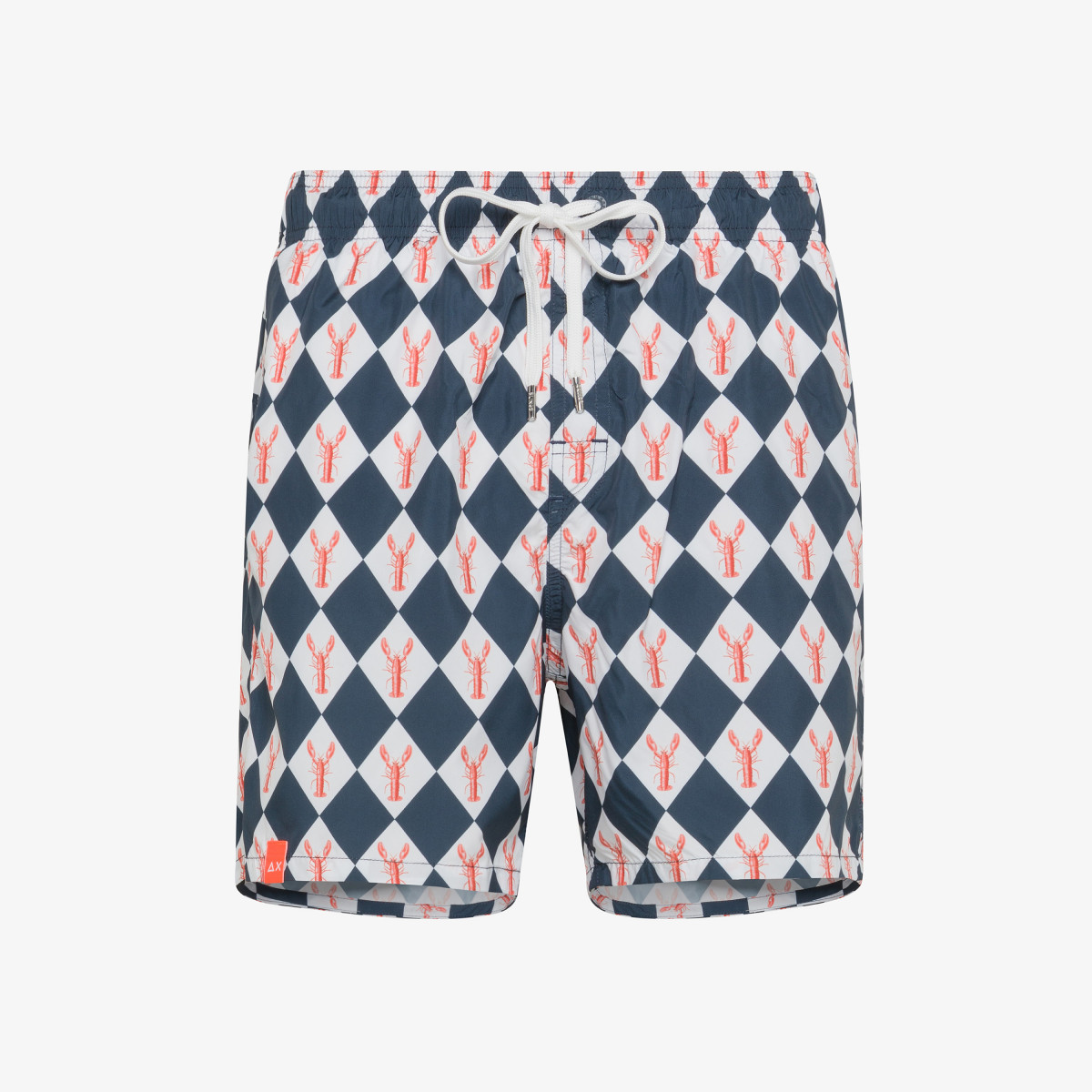 Boxer mare con stampa blu navy e bianca