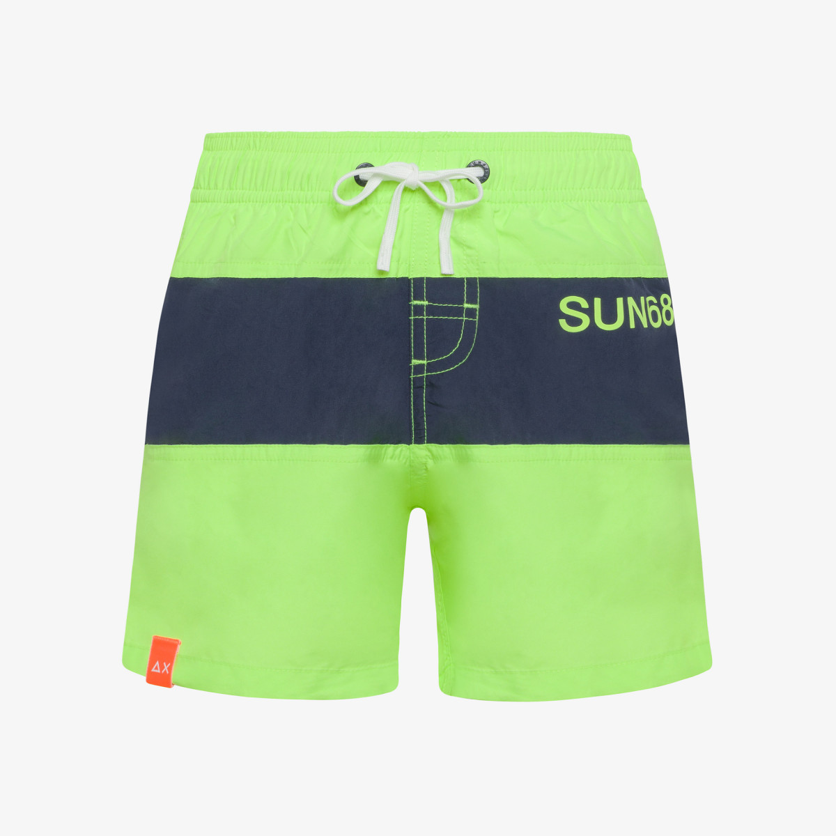 BOY'S SWIM PANT STRIPE ON MIDDLE YELLOW FLUO