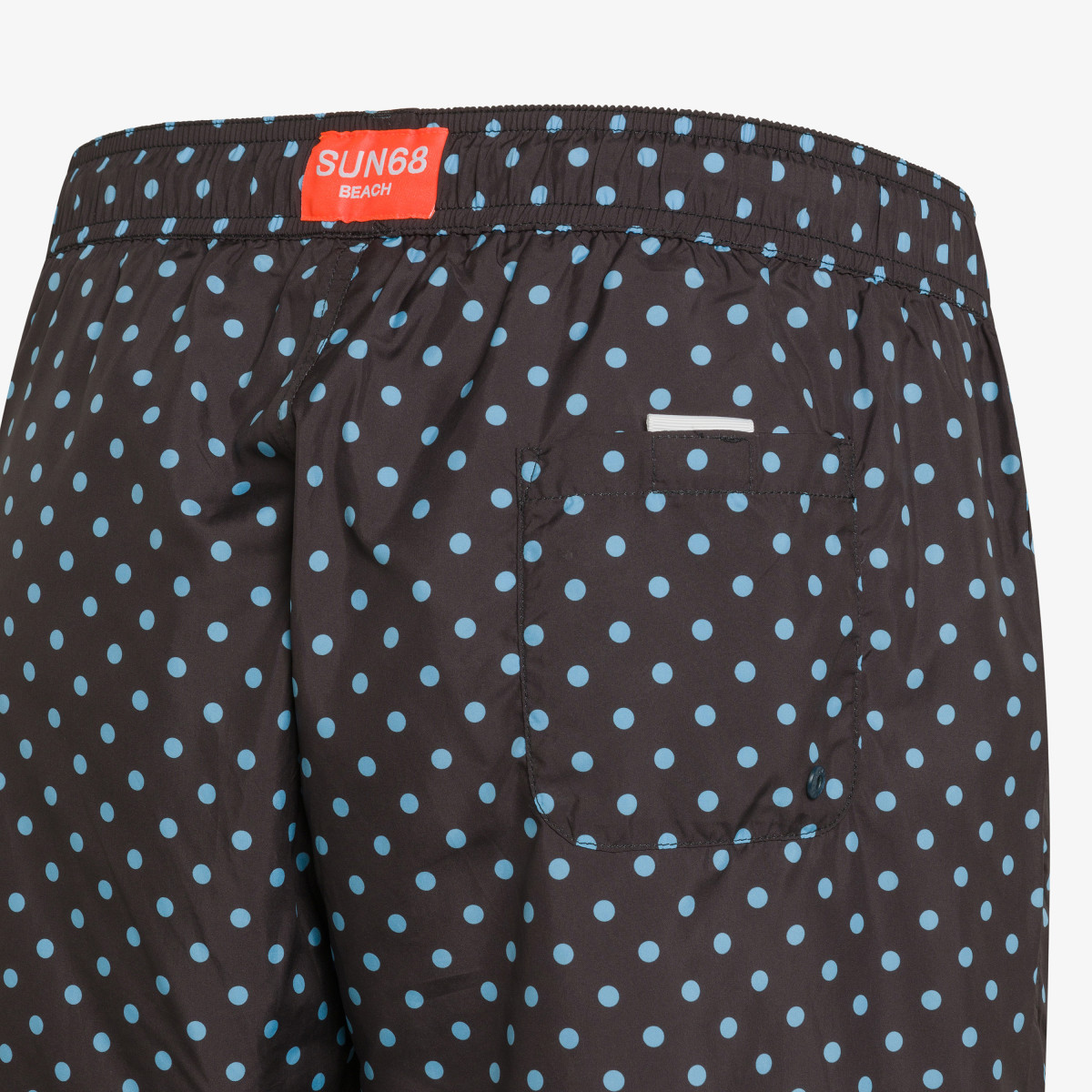 Black and turquoise printed swim shorts