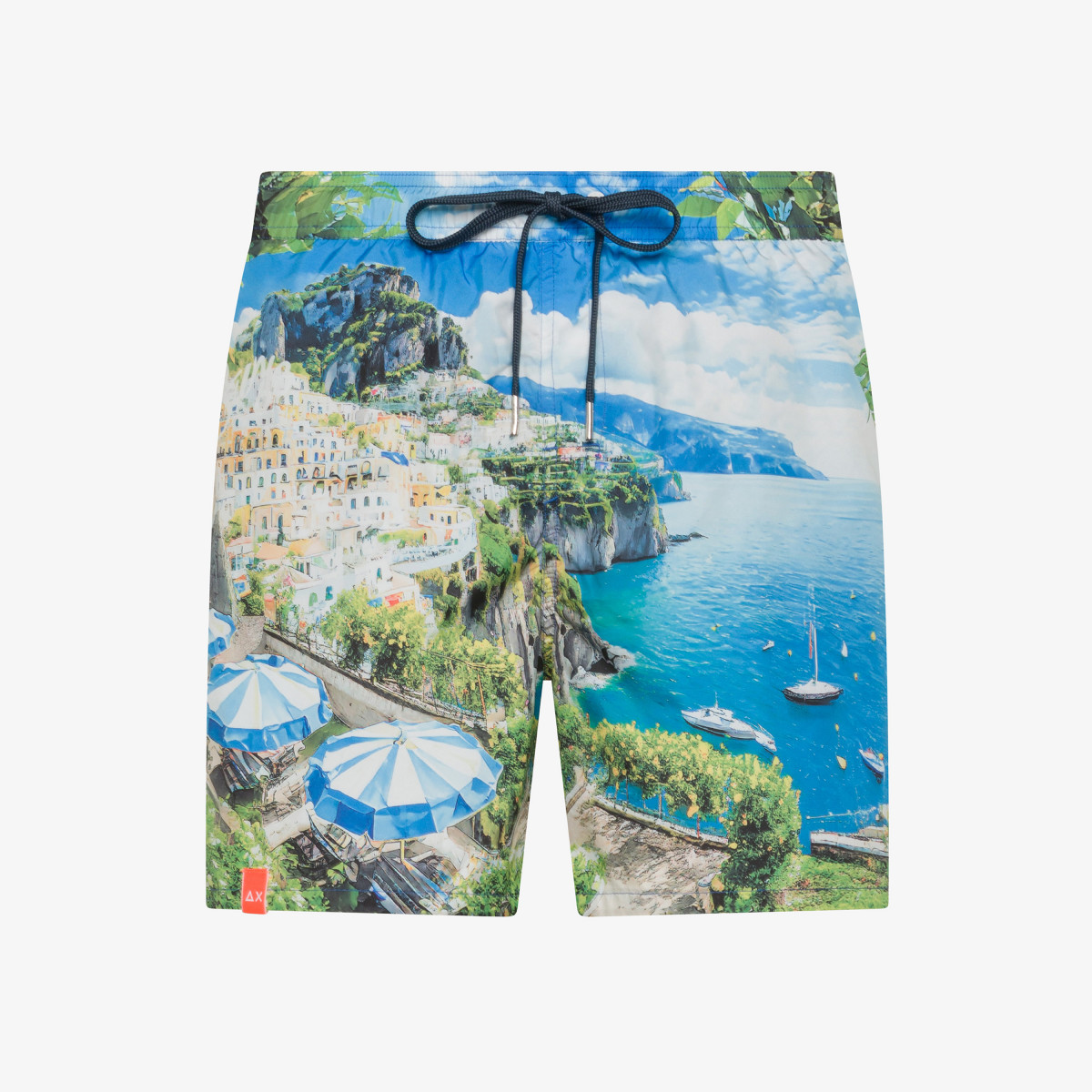 Boxer mare con stampa blu royal e verde prato