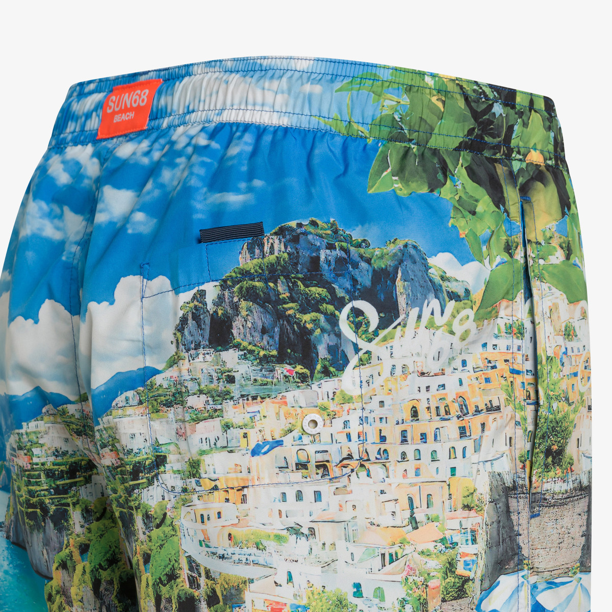 Boxer mare con stampa blu royal e verde prato
