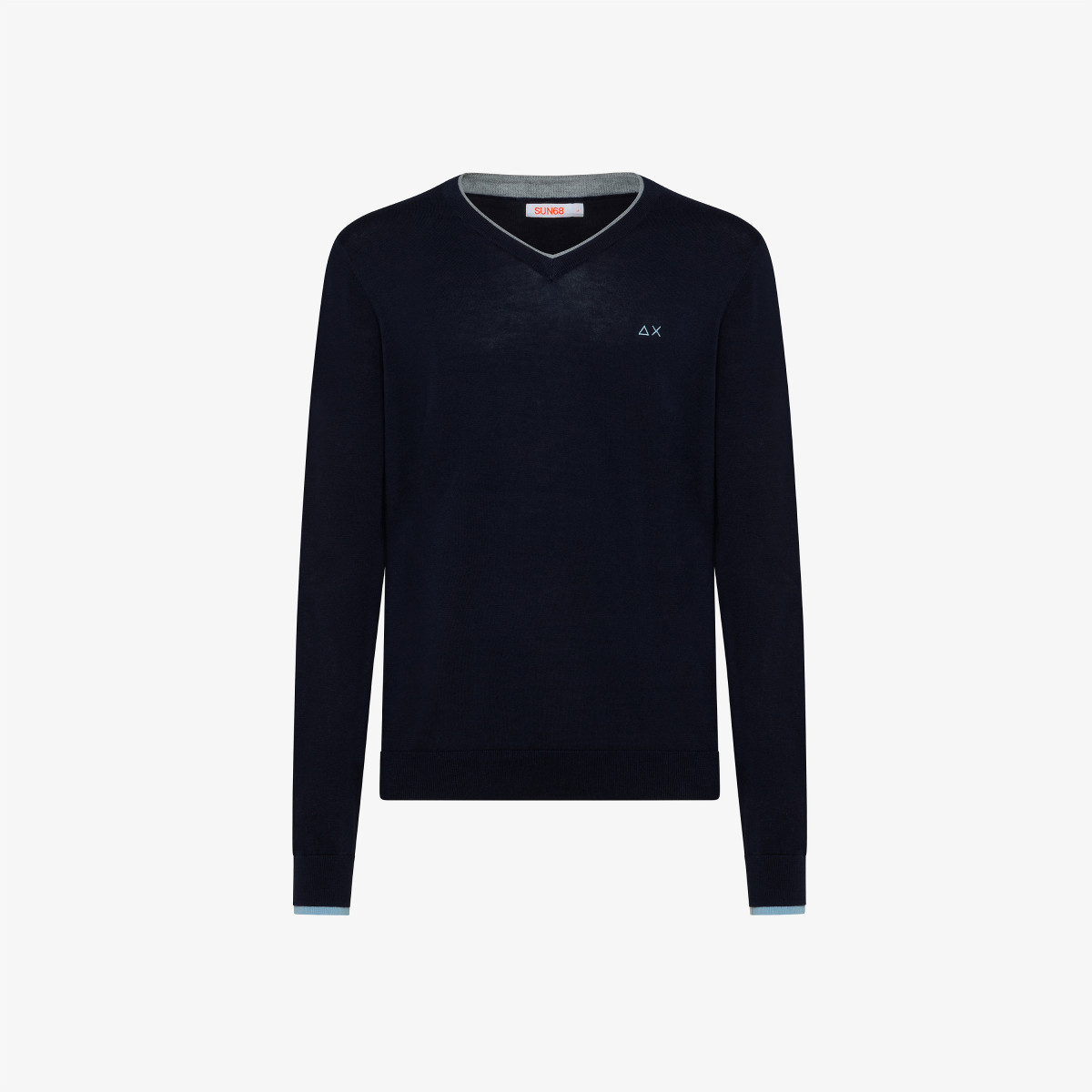 V NECK DOUBLE RIB NAVY BLUE