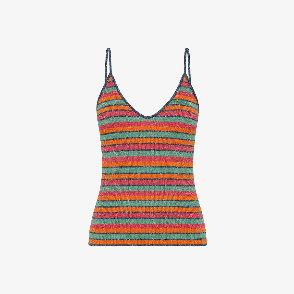 TANK TOP LUREX STRIPES BLUE PROFONDO/ARANCIONE