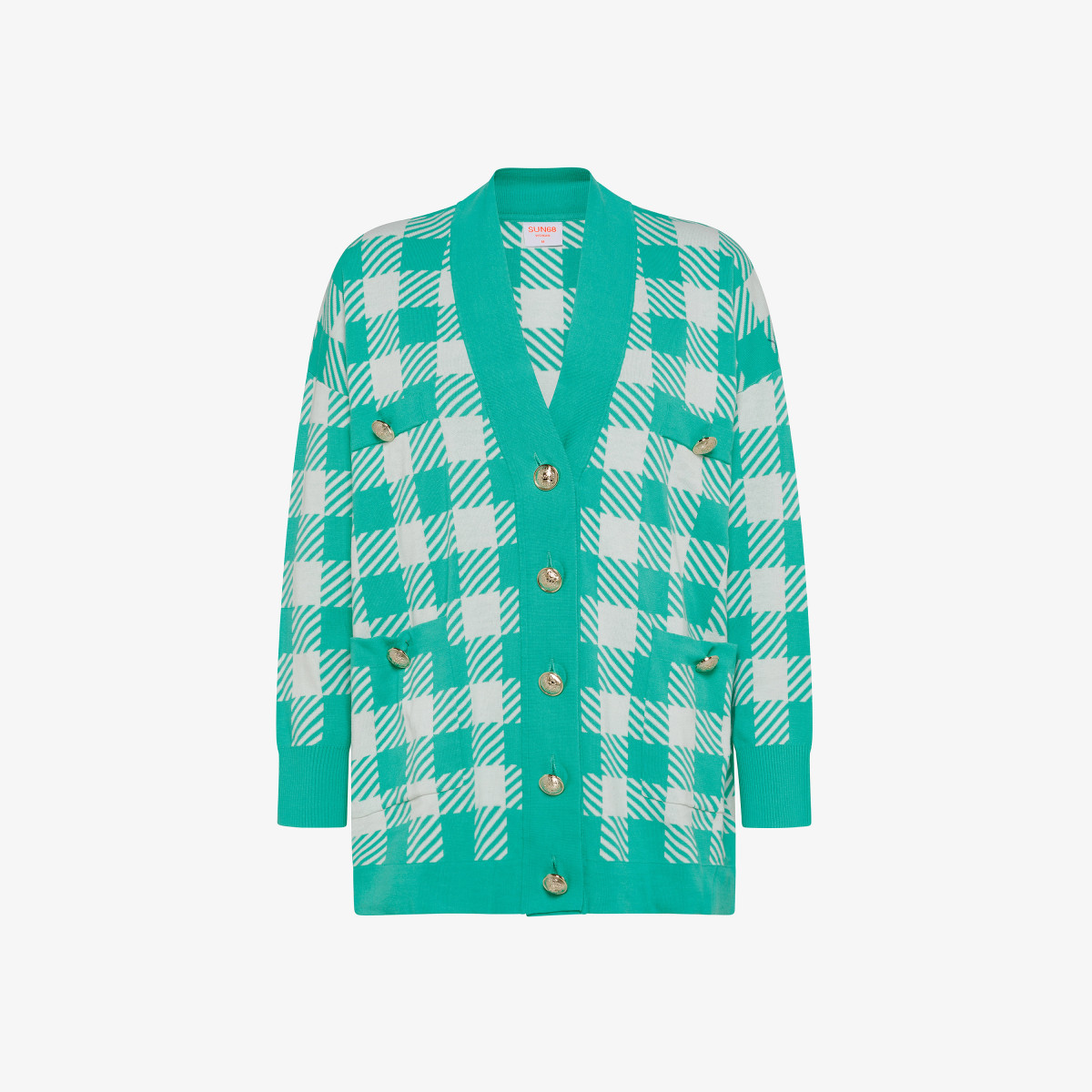CARDIGAN OVER JACQUARD L/S BOTTLE GREEN/PORCELAIN