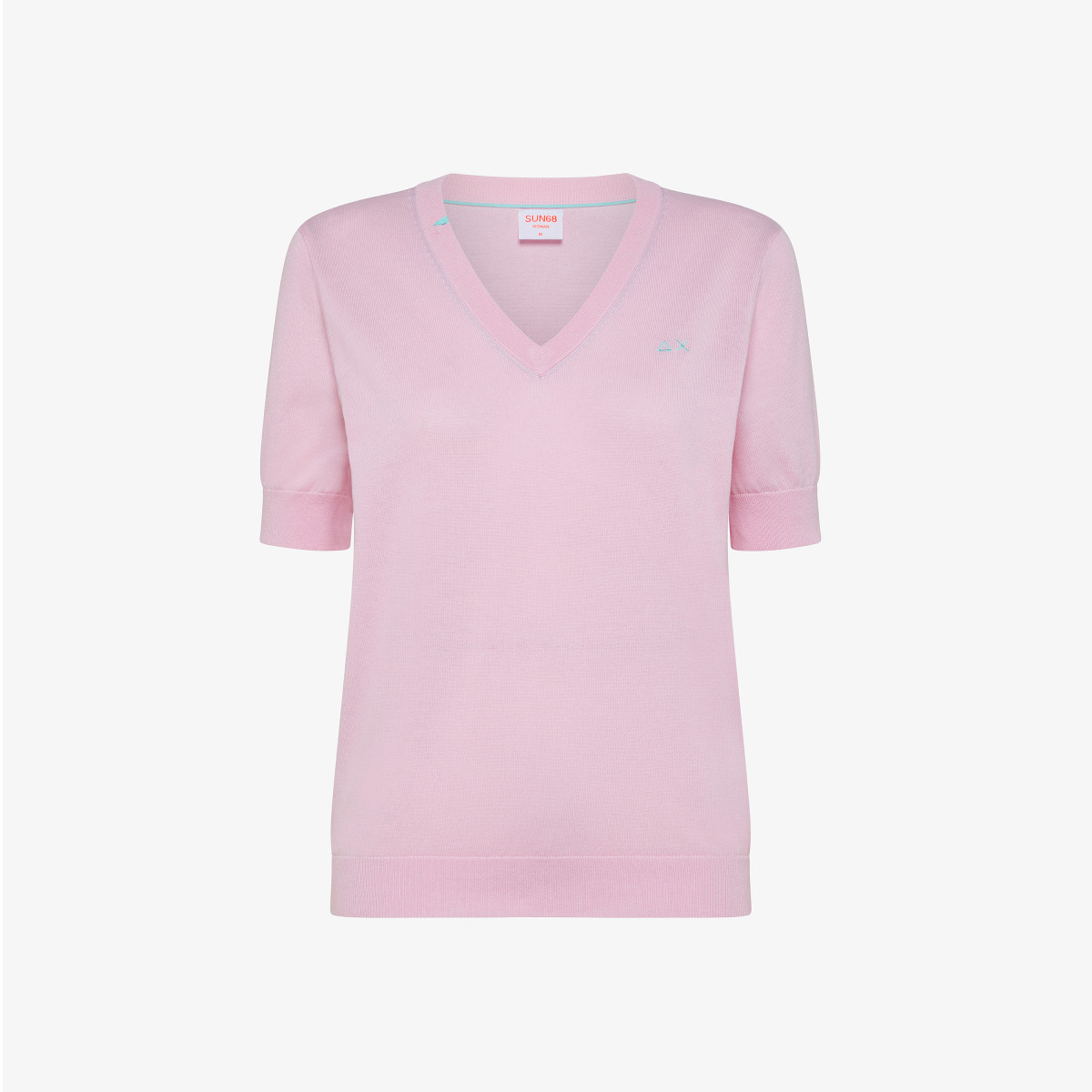 T-SHIRT V NECK SOLID S/S CYCLAMEN