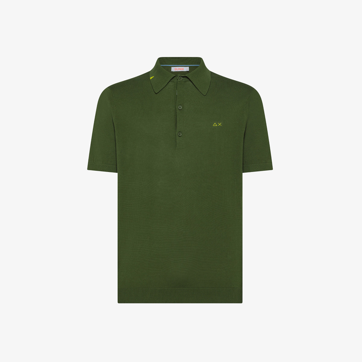 Dark green knitted cotton polo shirt