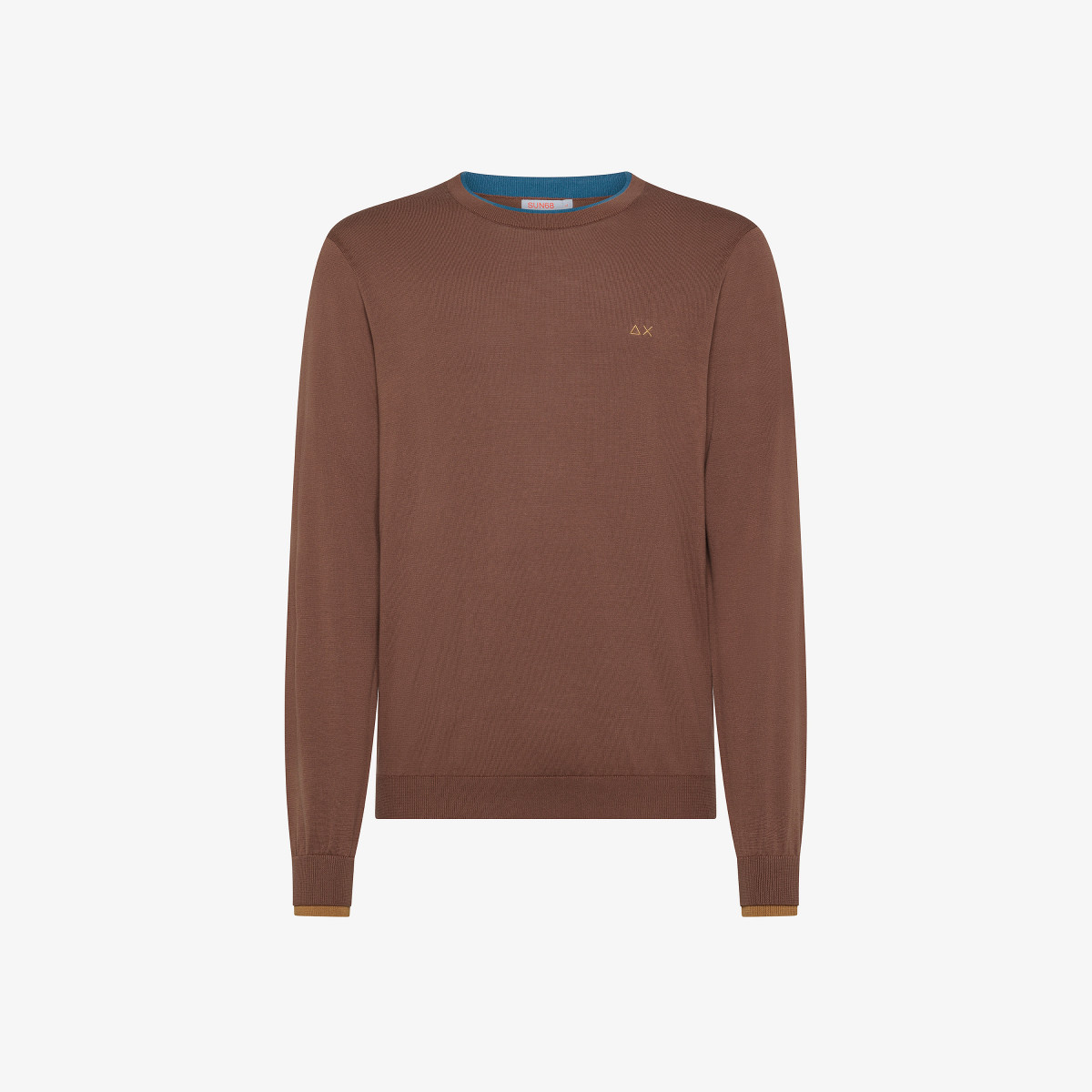 SWEATER NECK DOUBLE RIB MARRONE
