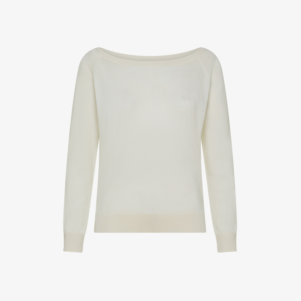 Off white off-the-shoulder jumper