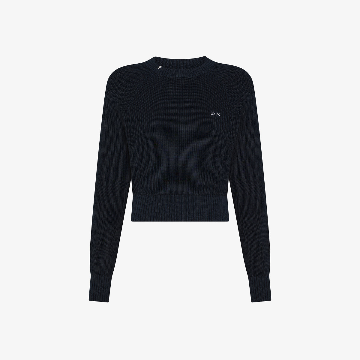 ROUND CROPPED SWEATER L/S NAVY BLUE