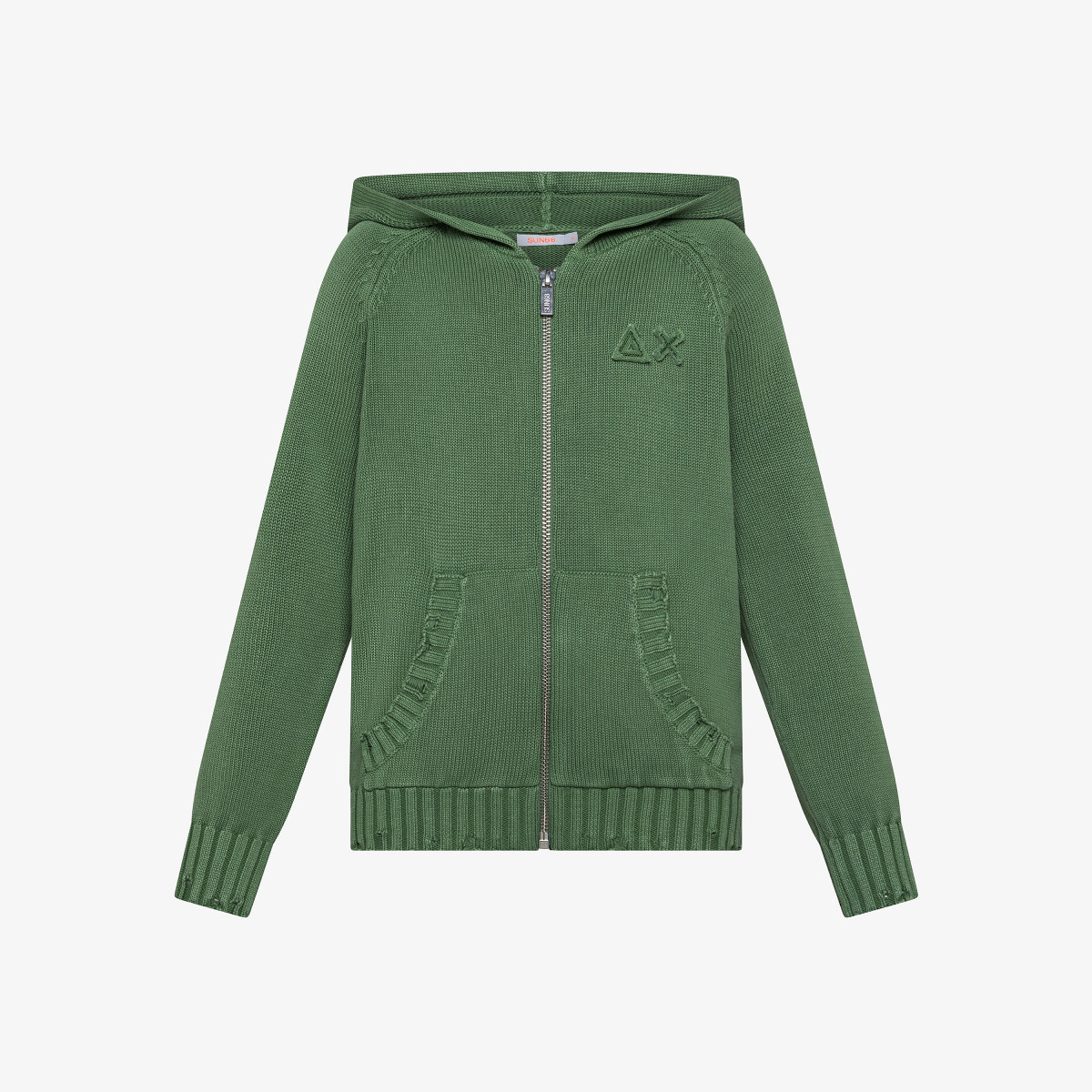 BOY'S SWEATER HOODIE ZIP VINTAGE BROKEN VERDE SALVIA