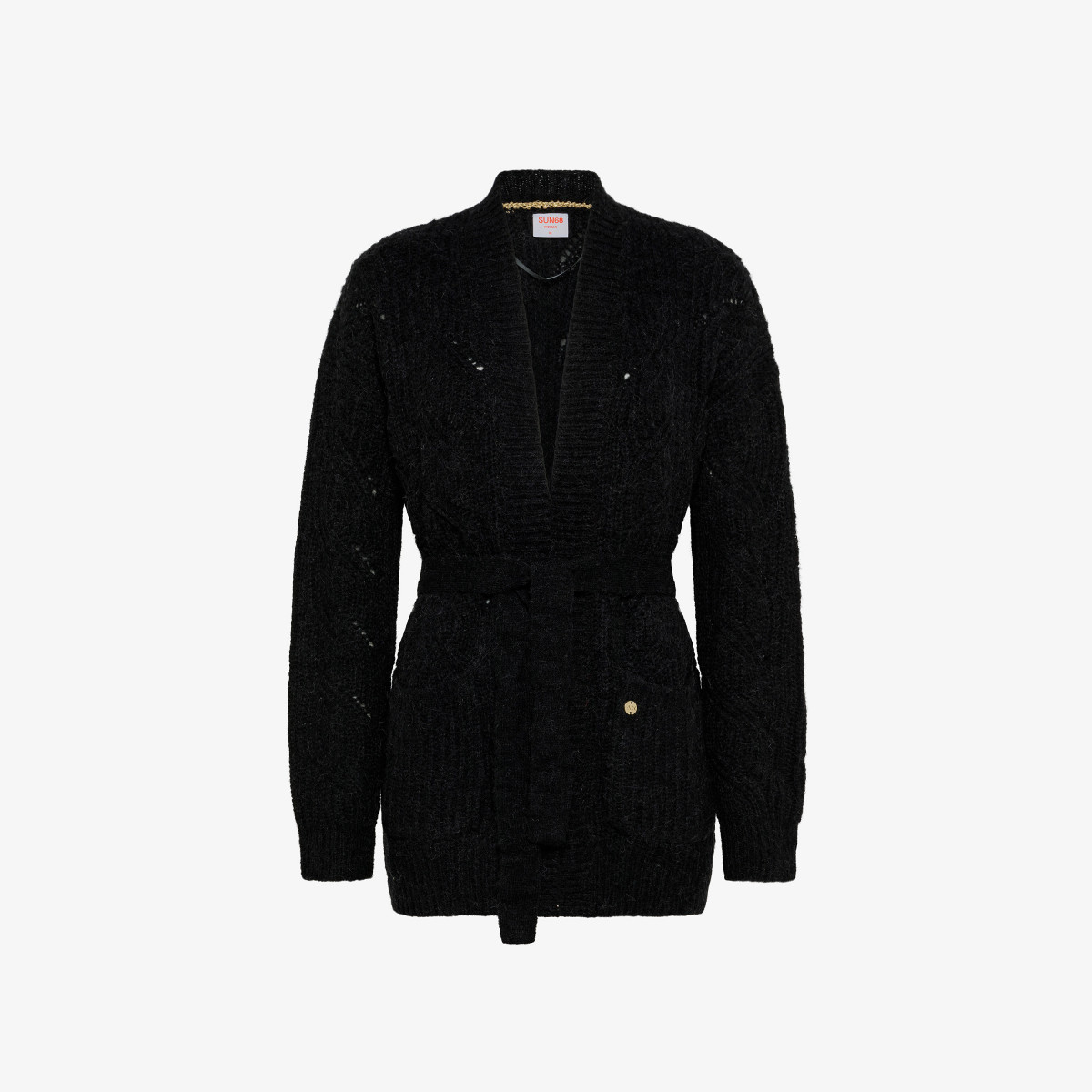 CARDIGAN CABLE HEAVY L/S BLACK