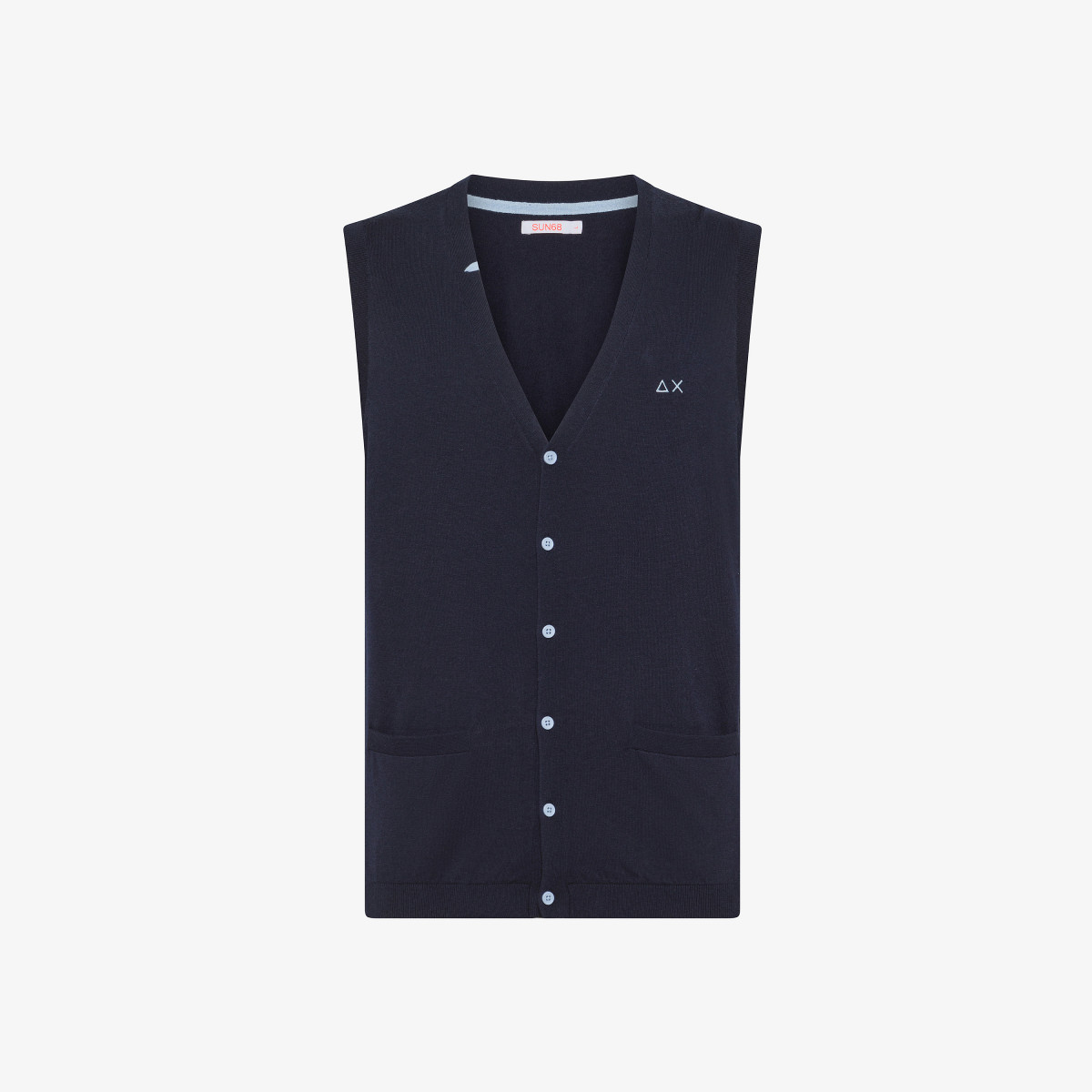 Wool and cotton vest NAVY BLUE