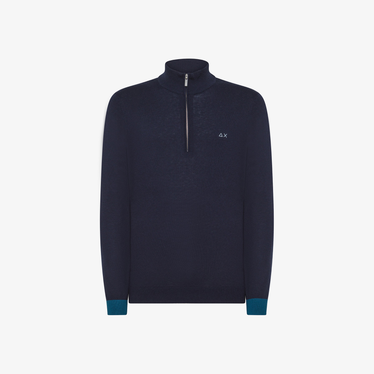 Wool and cotton zip jumper NAVY BLUE