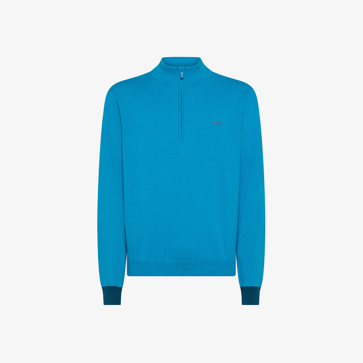 Wool and cotton zip jumper TURQUOISE