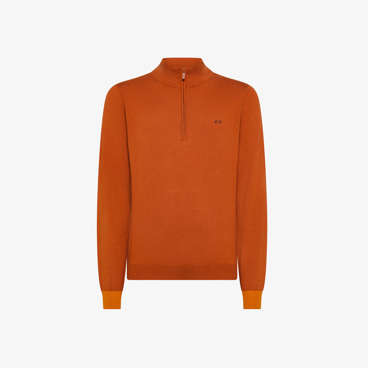 Wool and cotton zip jumper RUST