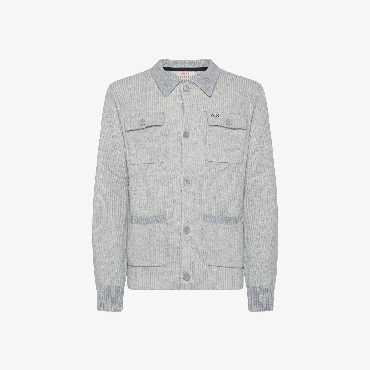 Ribbed wool and cashmere cardigan MEDIUM GREY