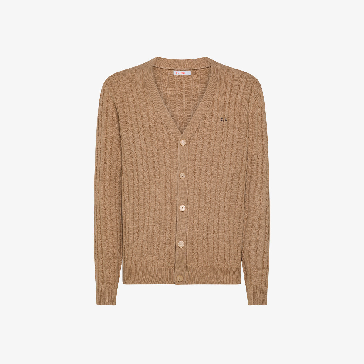 Wool and cashmere cable-knit cardigan BEIGE