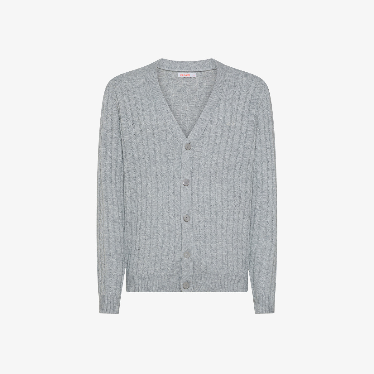 Wool and cashmere cable-knit cardigan MEDIUM GREY