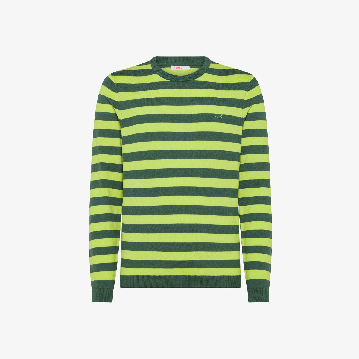 Striped wool and cotton jumper DARK GREEN