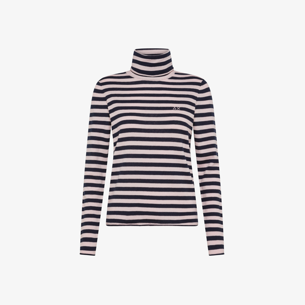 TURTLE NECK STRIPES L/S NAVY BLUE/PINK