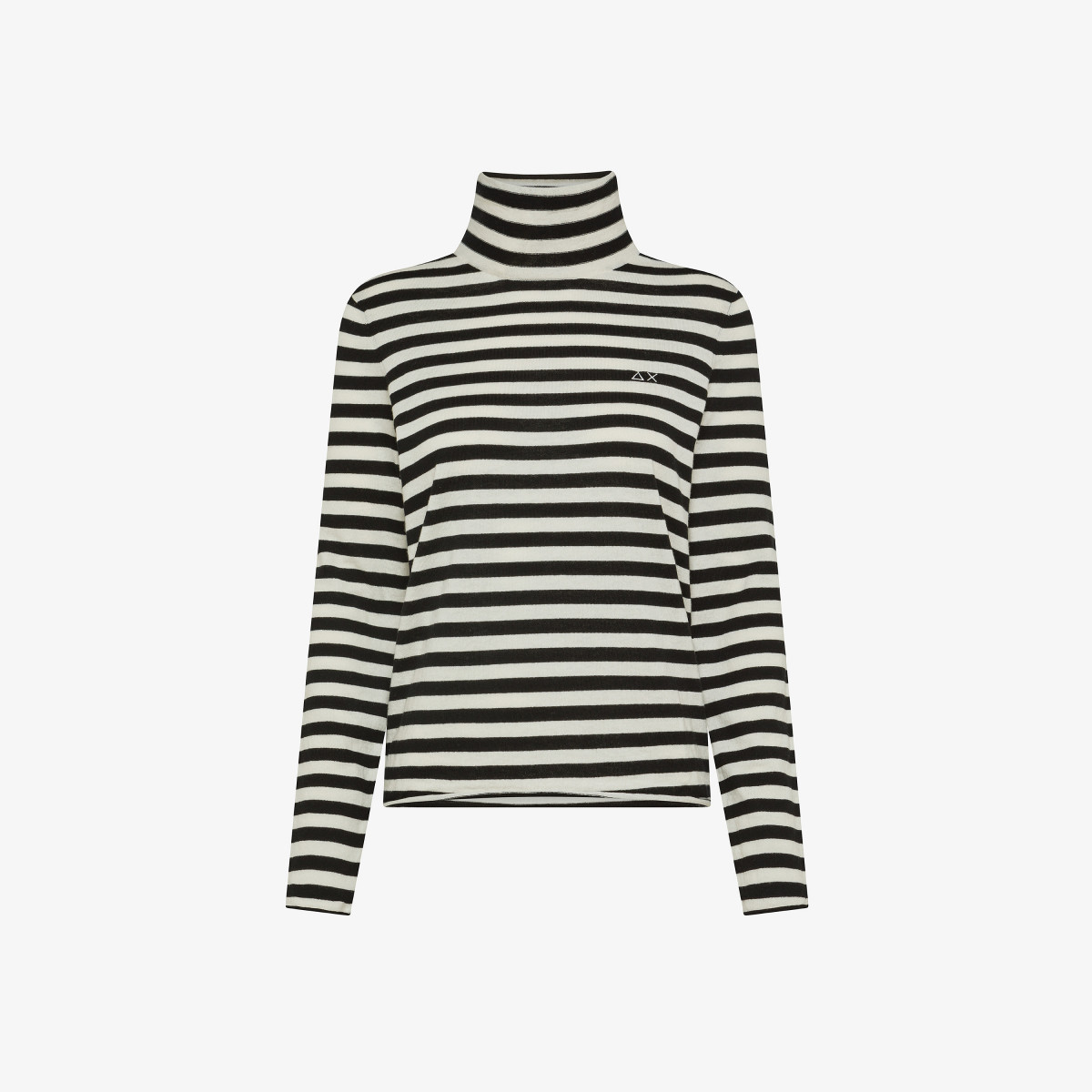 TURTLE NECK STRIPES L/S NERO/BIANCO PANNA