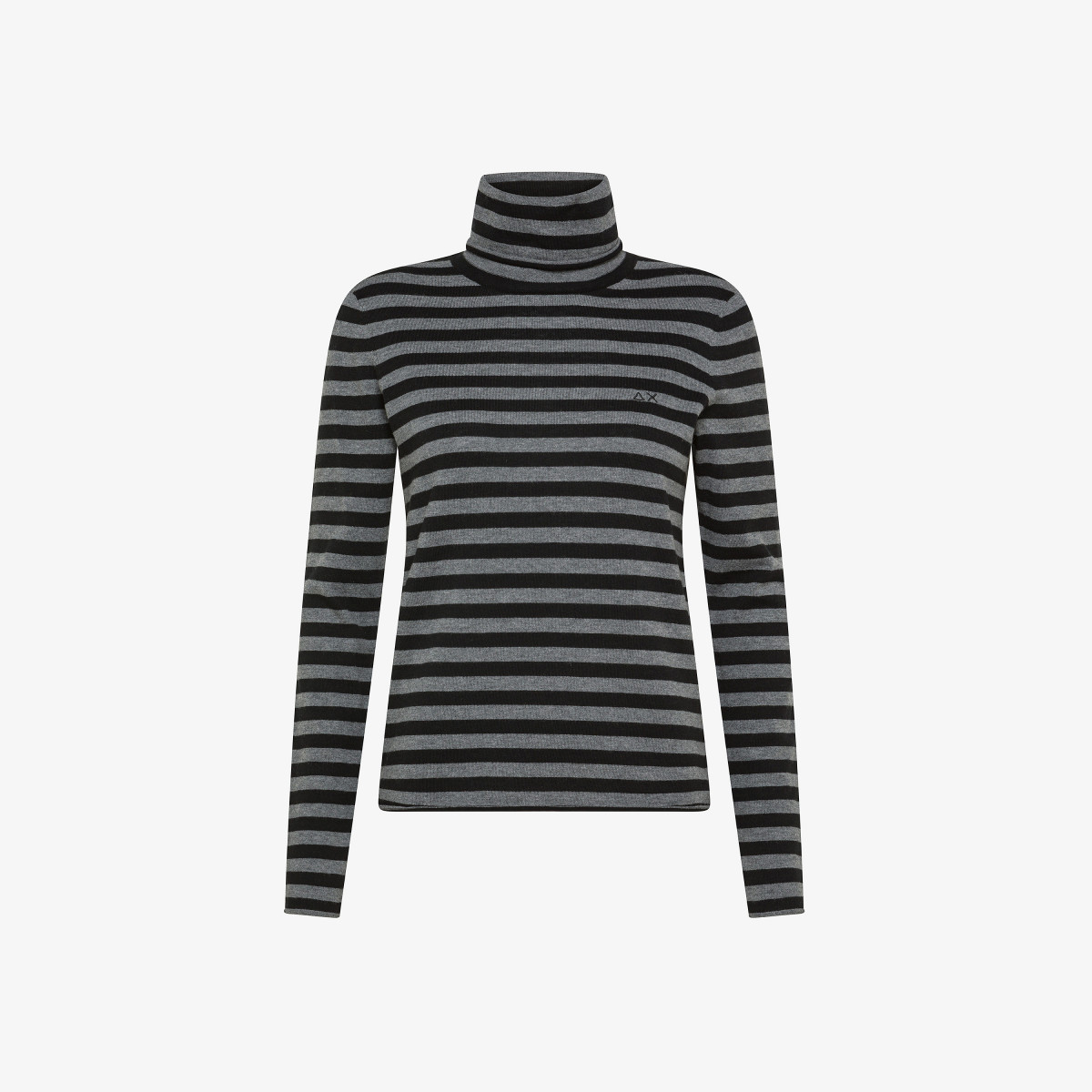 TURTLE NECK STRIPES L/S DARK GREY/BLACK