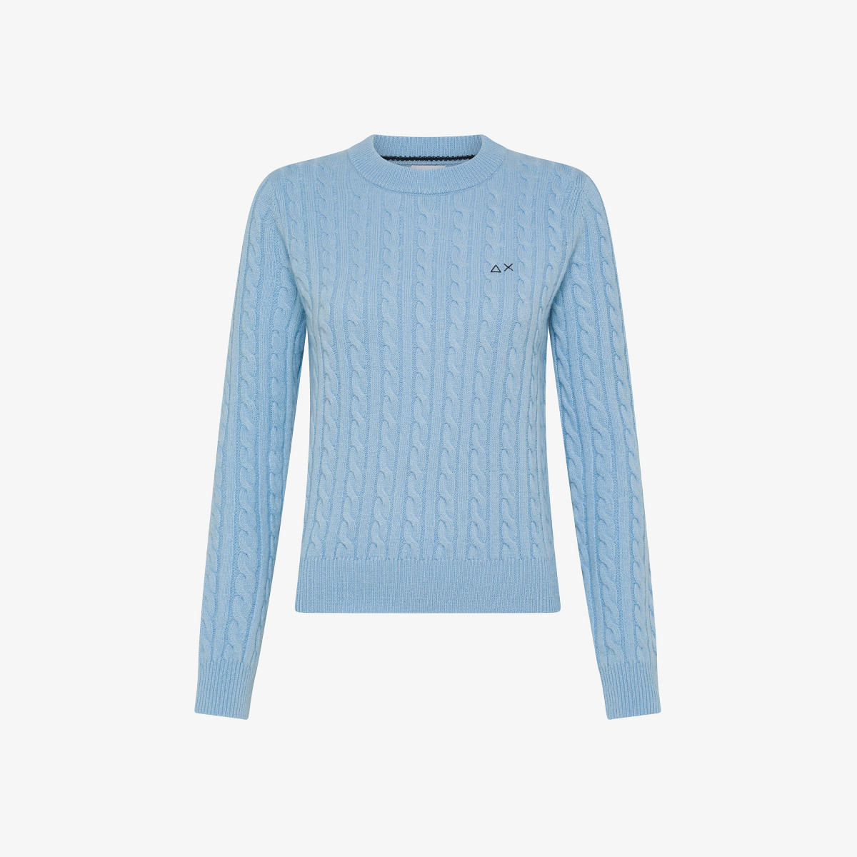 Cable knit cashmere blend jumper SKY BLUE